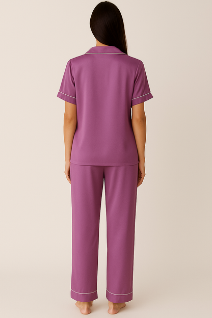 Purple Satin Pj Set
