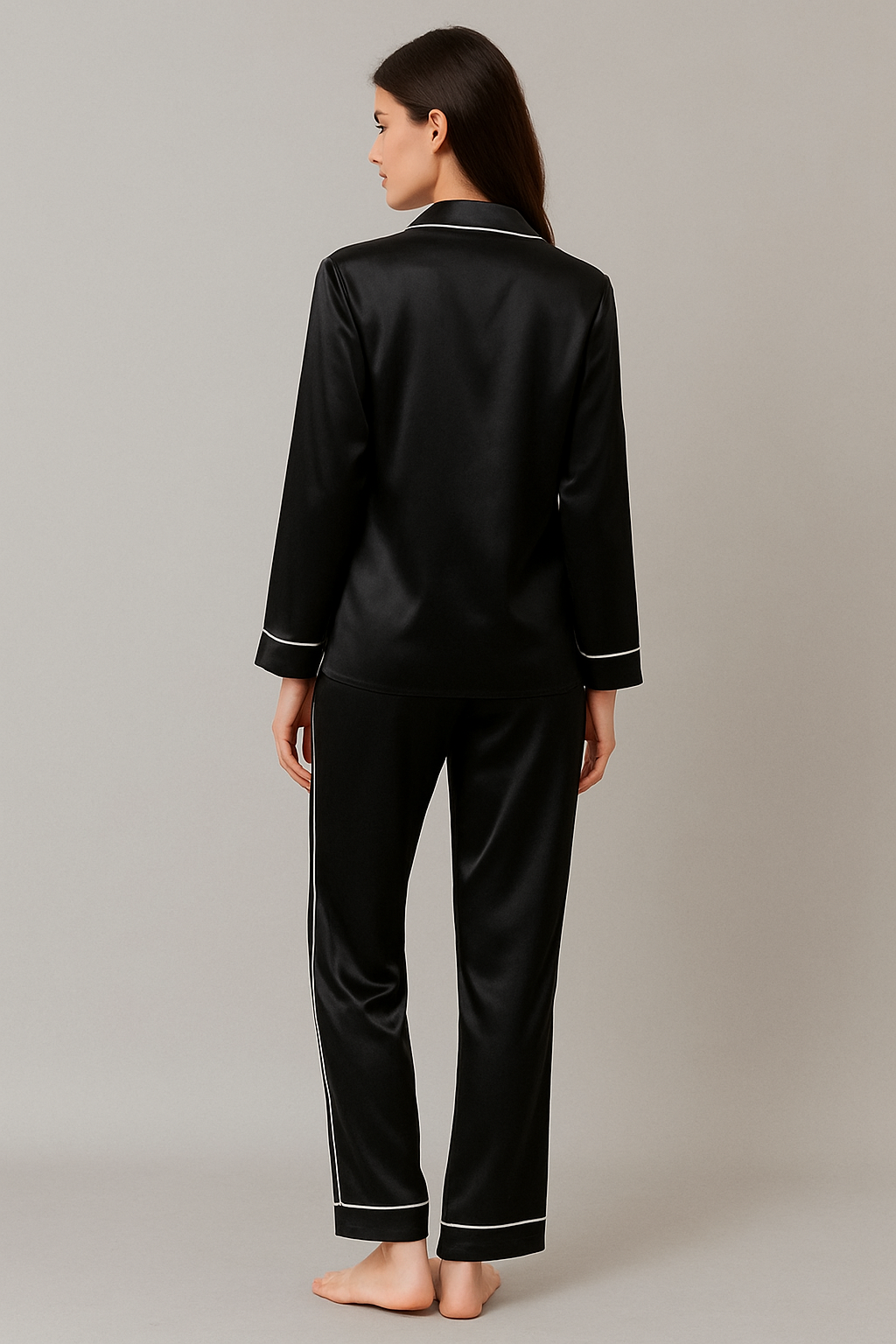 Black Satin Pj Set