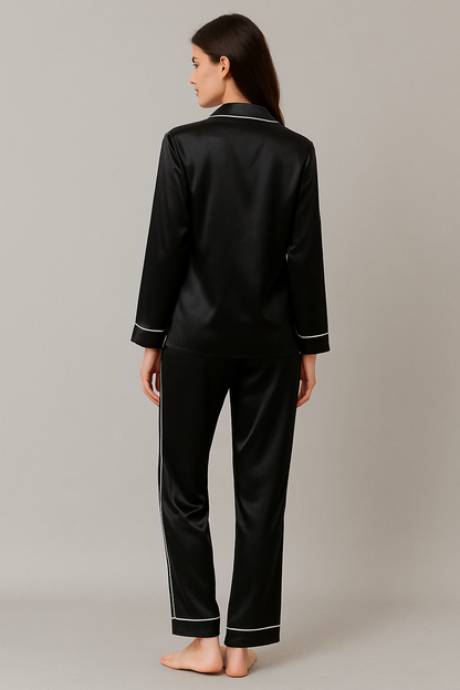 Black Satin Pj Set