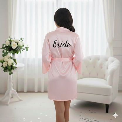 Baby Pink Satin Robe - Bride & Bridesmaid Custom Robes
