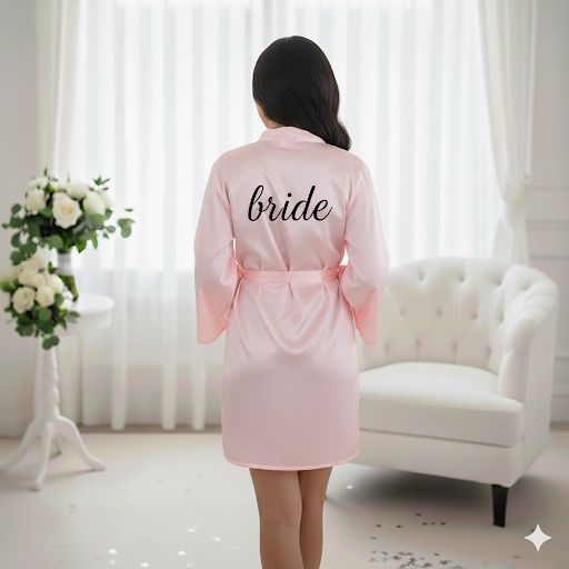 Baby Pink Satin Robe - Bride & Bridesmaid Custom Robes