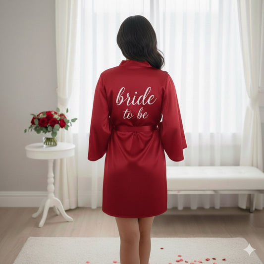 Red Satin Robe - Bride & Bridesmaid Custom Robe