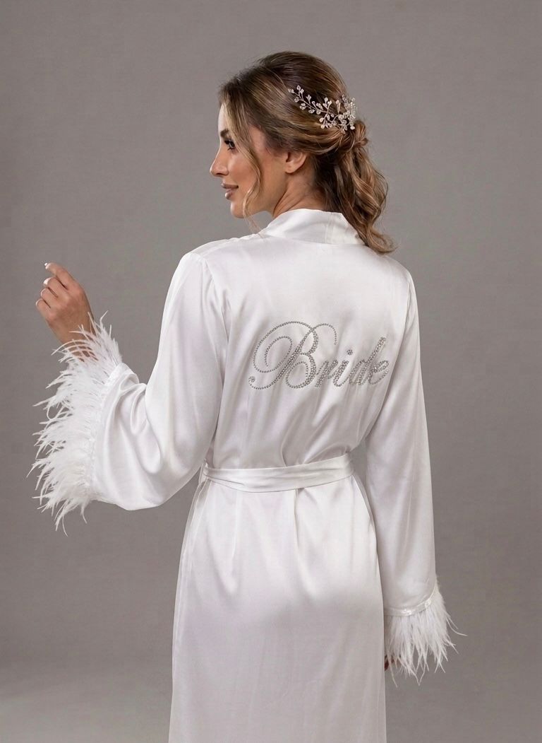 Satin robe with Rhinestone