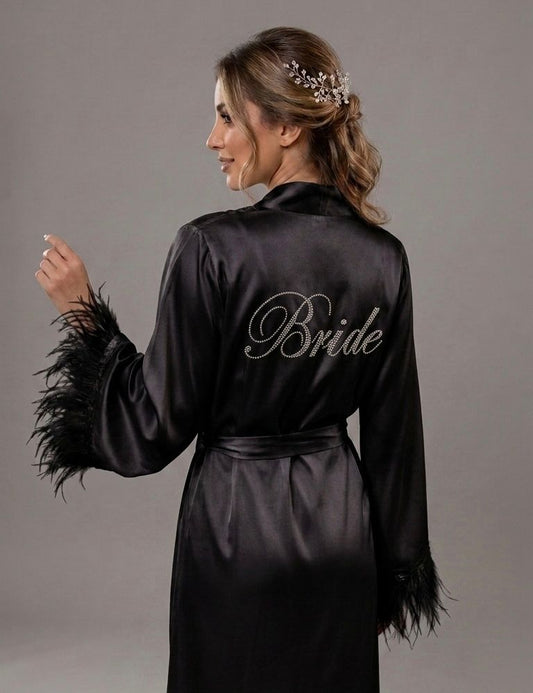 Satin robe with Rhinestone