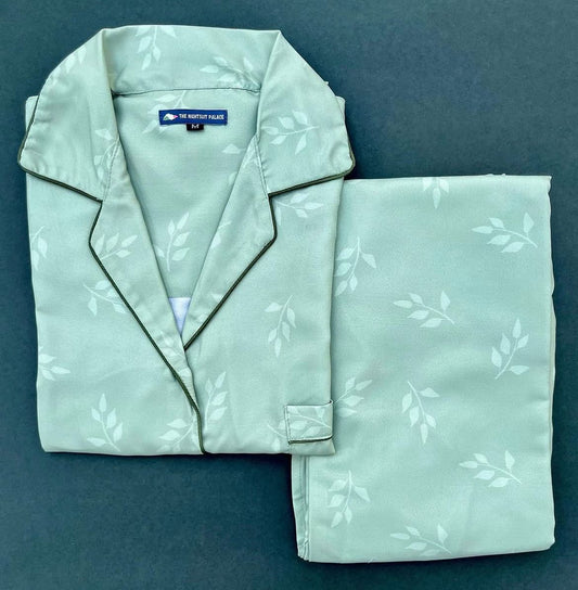 Green back print PJ set